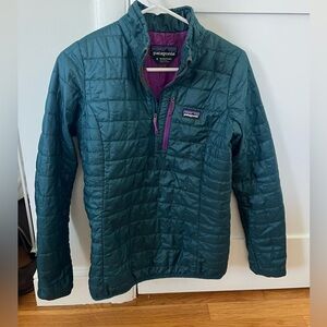 Patagonia nano puff vest- size small - teal purple - lightly worn